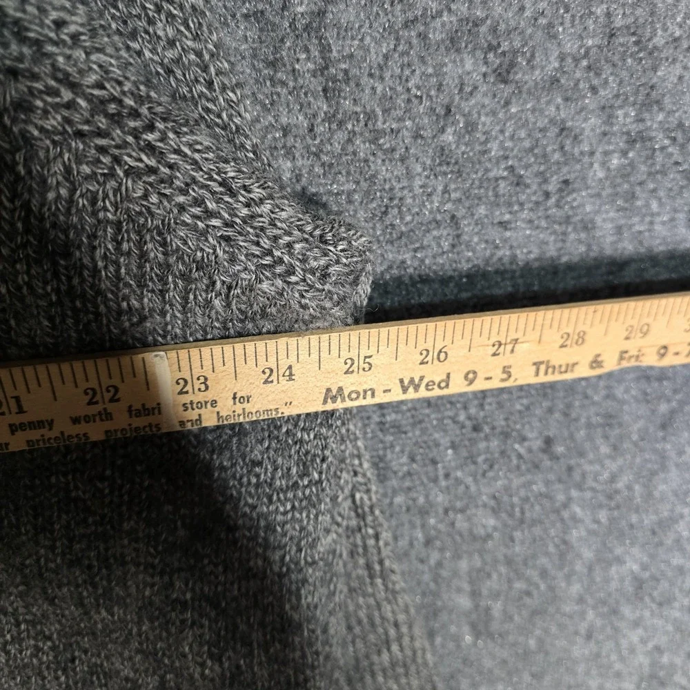 VTG J Crew Roll Neck Sweater Mens XL Gray 100% Wool Chunky Knit Raglan Pullover